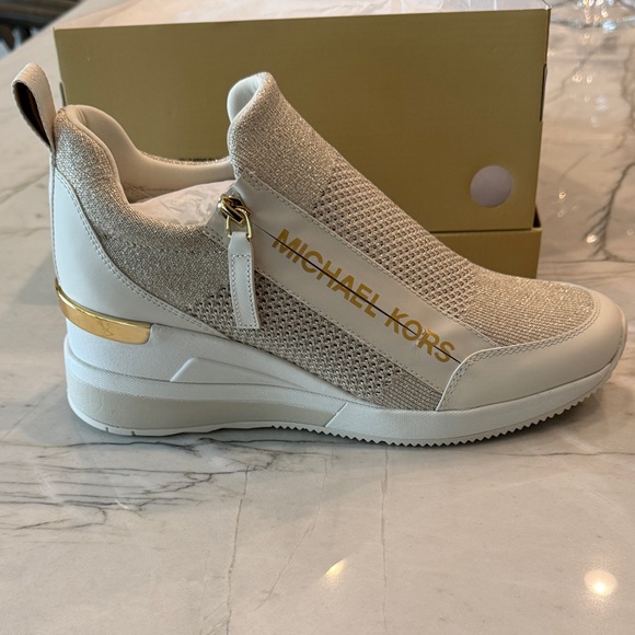 Michael Kors Women's Champagne Slip-On Sneakers - Picture 3 of 6